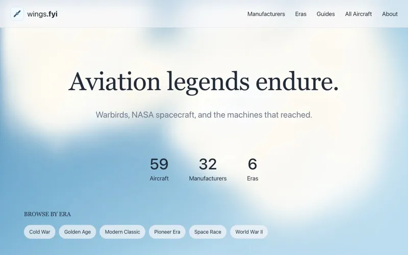 Wings.fyi aviation database